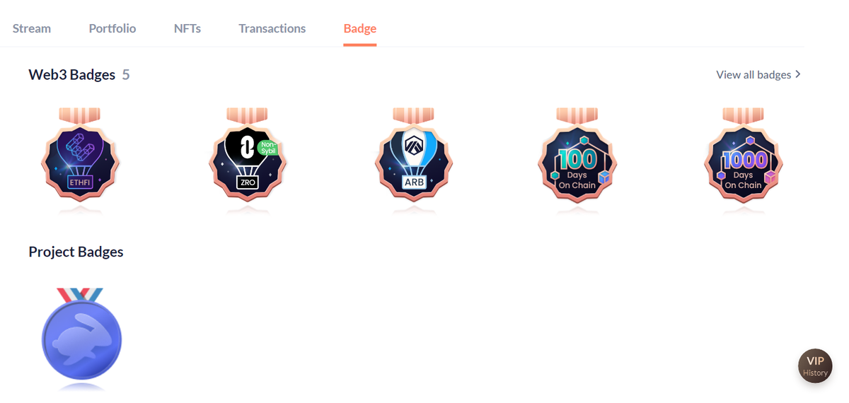 Badge ghi nhận những thành tích mà anh em đạt được trong quá trình hoạt động on-chain