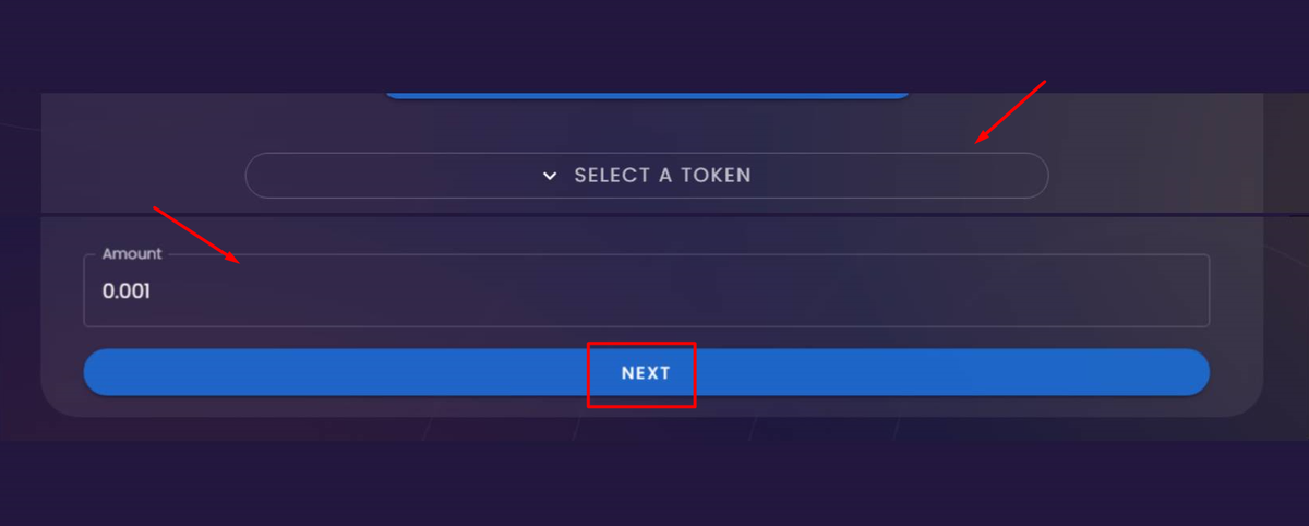 Chọn token và nhập số lượng