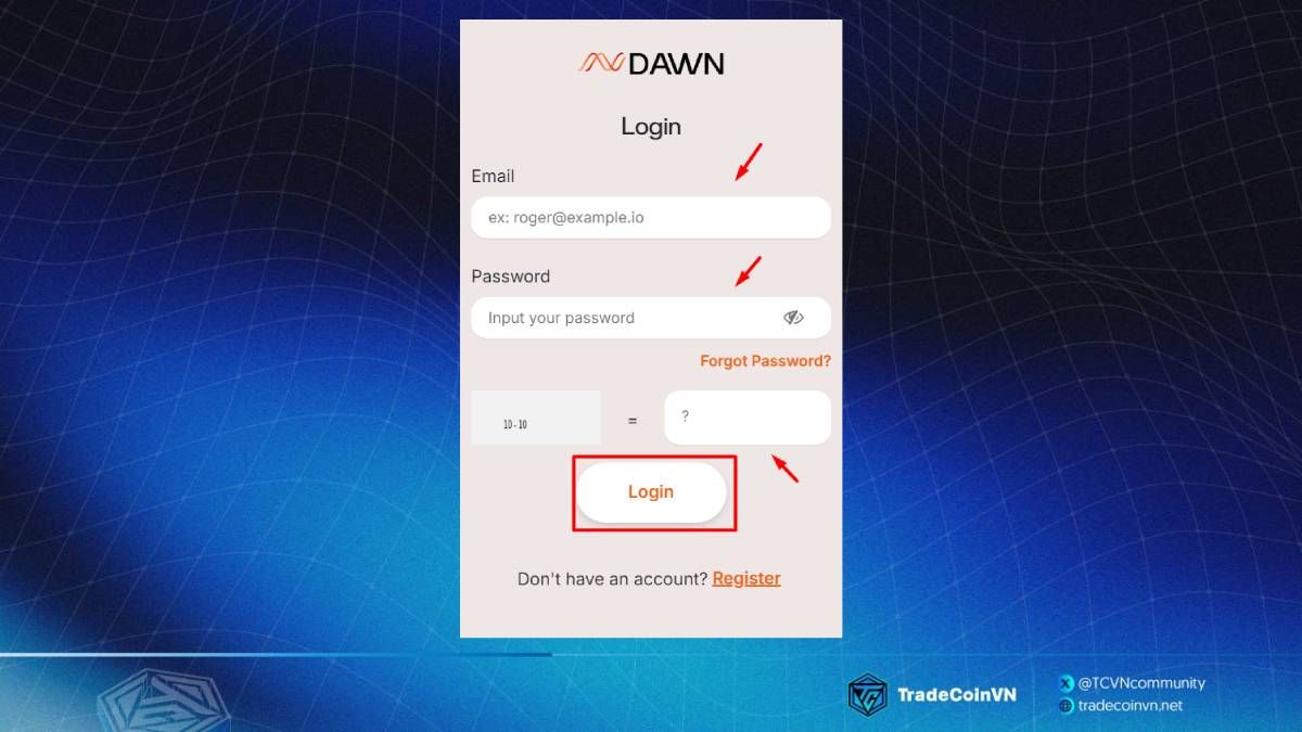 Login tài khoản đã đăng ký