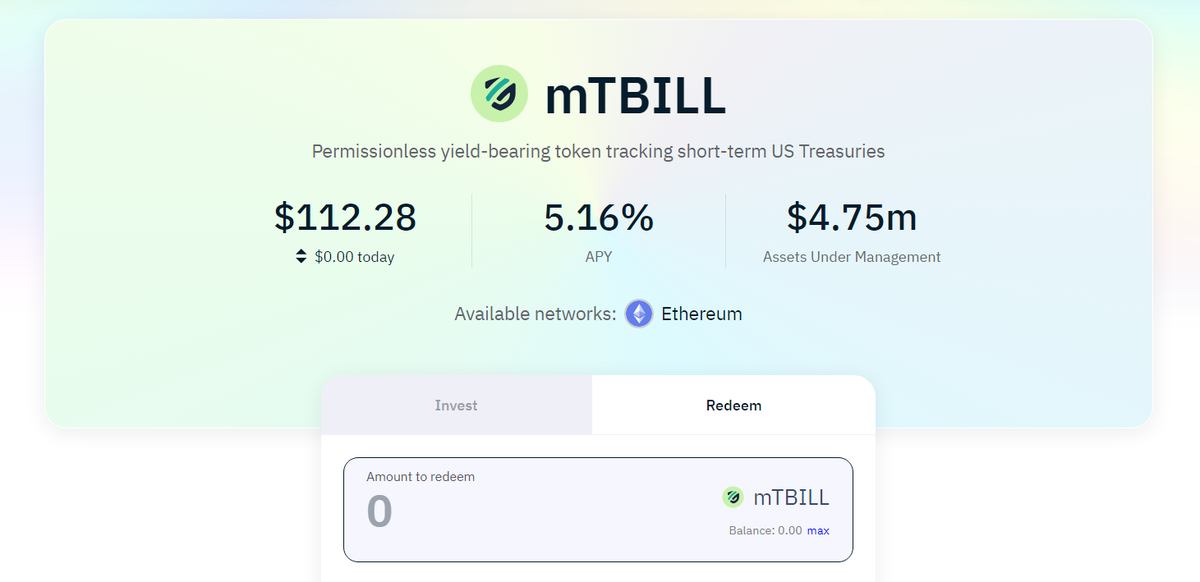 Giao diện tạo yêu cầu quy đổi mTBILL trên Midas