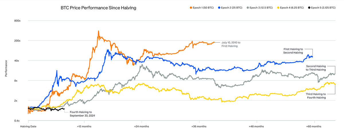 Hiệu suất giá BTC kể từ Halving