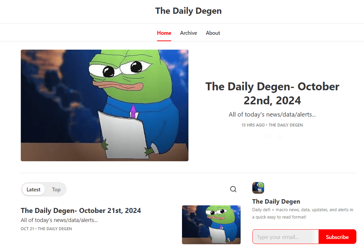 Giao diện Daily Degen